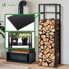 Range bûche vertical télescopique pour cheminée avec étagère de MDF 45x32x170cm acier noir - vuunut.com