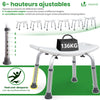 Siege de douche ergonomique a hauteur reglable en Aluminum HDPE blanc - vuunut.com