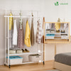 Portant a Vetements double avec roulettes et 2 etageres de rangement 120x40x146cm metal Blanc - vuunut.com