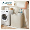 Panier a linge 3 compartiments et sacs amovibles auto ajustant avec couvercle 170L Beige - vuunut.com