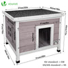 Maison pour Chat en bois avec toit bitumé autoportant et porte à lamelles PVC Gris - vuunut.com