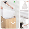 Panier a linge en bambou d’angle avec couvercle 58L - vuunut.com
