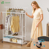 Portant a Vetements double avec roulettes et 2 etageres de rangement 120x40x146cm metal Blanc - vuunut.com