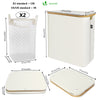 Panier a linge pliable 145L avec sac intérieur cadre bambou et couvercle beige - vuunut.com