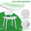 Chaise de douche avec dossier ergonomique a hauteur reglable en aluminum HDPE blanc - vuunut.com