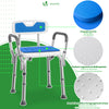 Chaise de douche avec accoudoir et dossier ergonomique a hauteur reglable en aluminum HDPE bleu - vuunut.com