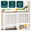 Cache radiateur en MDF avec lattes et etagere 152×19×82 cm Blanc Chêne - vuunut.com