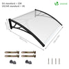 Auvent de porte marquise 100x80 cm transparent en Polycarbonate anti UV Noir - vuunut.com
