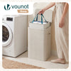 Panier a linge 1 compartiment et sac amovible auto ajustant avec couvercle 90L Beige - vuunut.com