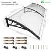 Auvent de porte marquise 200x80 cm transparent en Polycarbonate anti UV Noir - vuunut.com