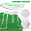 Siege de douche ergonomique a hauteur reglable en Aluminum HDPE blanc - vuunut.com