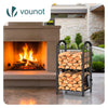 Porte buches cheminee avec 4 outils en metal noir - vuunut.com