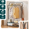 Portant a vetement double avec 2 niveaux etageres chaussures 4 Crochets Lateraux 108x35x145cm metal Noir - vuunut.com