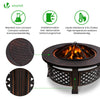 Brasero exterieur en metal avec grille, pare-etincelles tisonnier diametre 81cm noir - vuunut.com