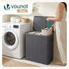 Panier a linge 3 compartiments et sacs amovibles auto ajustant avec couvercle 170L Anthracite - vuunut.com