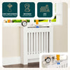Cache radiateur en MDF avec lattes et etagere 78×19×82 cm Blanc - vuunut.com