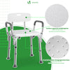 Chaise de douche avec accoudoir et dossier ergonomique a hauteur reglable en aluminum HDPE blanc - vuunut.com
