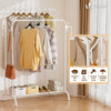 Portant a Vetements Double avec etagere Chaussures 4 Crochets Lateraux 110x58x150cm metal Blanc - vuunut.com