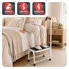 Marche pied en acier avec barre d’appui plateforme antiderapante 38x26cm blanc - vuunut.com
