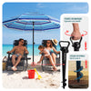 Parasol de jardin 2m avec ancrage sol et sac de transport Bleu mixte - vuunut.com