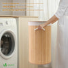 Panier a linge en bambou rond avec couvercle 58L - vuunut.com