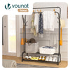Portant a vetement double avec 2 niveaux etageres chaussures 4 Crochets Lateraux 108x35x145cm metal Noir - vuunut.com