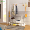 Portant a Vetements avec etagere Chaussures 8 Crochets Lateraux 110x41x150cm metal Blanc - vuunut.com