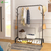 Portant a Vetements avec etagere Chaussures 8 Crochets Lateraux 110x41x150cm metal Noir - vuunut.com