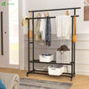 Portant a Vetements double avec roulettes et 2 etageres de rangement 120x40x146cm metal Noir - vuunut.com