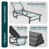 Lot de 2 Bain de soleil transat aluminium en textilene 190x62x31cm gris - vuunut.com