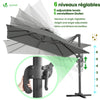 Parasol deporte inclinable Premium carre avec housse protection 3x3m Roma Gris - vuunut.com