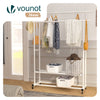 Portant a Vetements double avec roulettes et 2 etageres de rangement 121x40x147cm metal Blanc - vuunut.com