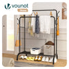 Portant a Vetements Double avec etagere Chaussures 4 Crochets Lateraux 108x58x146cm metal Noir - vuunut.com