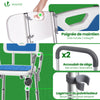 Chaise de douche avec accoudoir et dossier ergonomique a hauteur reglable en aluminum HDPE bleu - vuunut.com