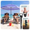 Parasol de jardin 2m avec ancrage sol et sac de transport Bleu blanc - vuunut.com