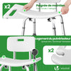Chaise de douche avec dossier ergonomique a hauteur reglable en aluminum HDPE blanc - vuunut.com