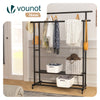 Portant a Vetements double avec roulettes et 2 etageres de rangement 121x40x147cm metal Noir - vuunut.com