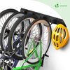 Support mural rangement pour 4 velos et 2 casques rails et crochets metal noir - vuunut.com
