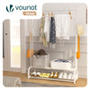 Portant a vetement double avec 2 niveaux etageres chaussures 4 Crochets Lateraux 108x35x145cm metal Blanc - vuunut.com
