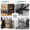 Porte buches cheminee avec 4 outils en metal noir - vuunut.com