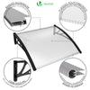 Auvent de porte marquise 100x80 cm transparent en Polycarbonate anti UV Noir - vuunut.com