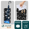 Porte-parapluies Metal avec bac de recuperation eau et 4 Crochets Motif Hexagonal 15.5 x 15.5 x 43.5 cm noir - vuunut.com