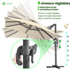 Parasol deporte inclinable Premium carre avec housse protection 3x3m Roma beige - vuunut.com