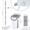 Balai microfibre et Seau Essoreur avec 6 serpillères Réutilisables Balai Plat Double compartiment blanc - vuunut.com