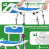 Chaise de douche avec dossier ergonomique a hauteur reglable en aluminum HDPE bleu - vuunut.com