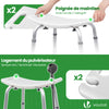 Siege de douche ergonomique a hauteur reglable en Aluminum HDPE blanc - vuunut.com
