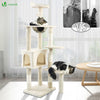 Arbre à Chat 138cm avec Griffoir Plateforme Niche et Capsule Spatiale beige - vuunut.com