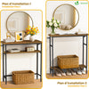 Console table 2 niveaux style industriel en metal et MDF 80x24x80 cm Marron - vuunut.com