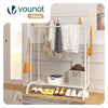 Portant a Vetements Double avec etagere Chaussures 4 Crochets Lateraux 108x58x146cm metal Blanc - vuunut.com