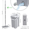Balai microfibre et Seau Essoreur avec 6 serpillères Réutilisables Balai Plat Double compartiment gris - vuunut.com